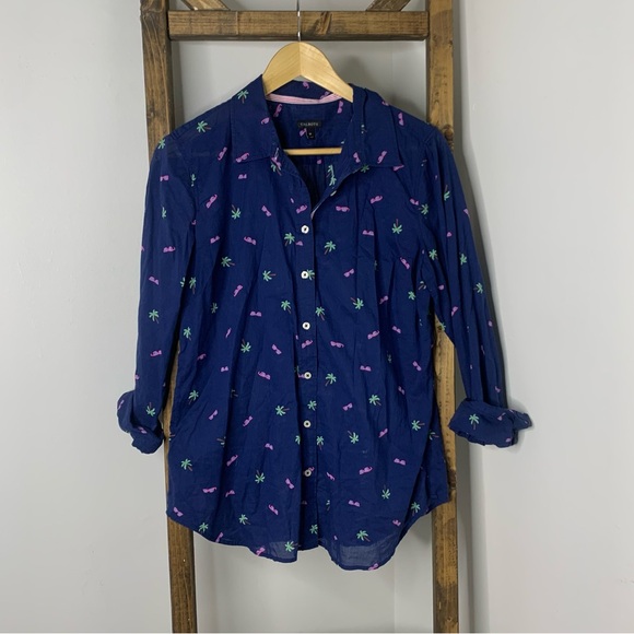 Talbots Tops - Talbots Navy Blue Summer Time Accents Shirt M